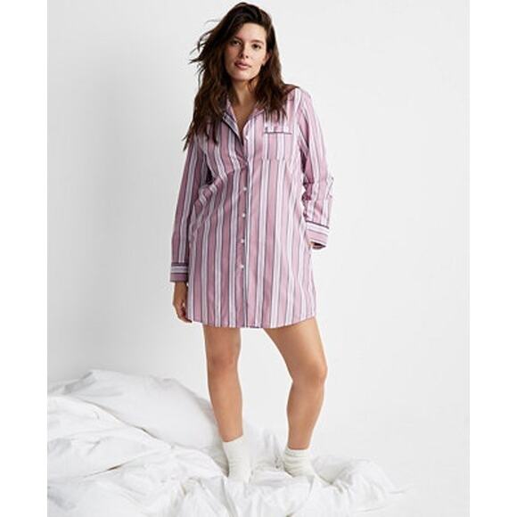 Anthropologie Other - Anthropologie XS Pajama Oversized Nightgown Dress Shirt Striped Women Pj Pocket